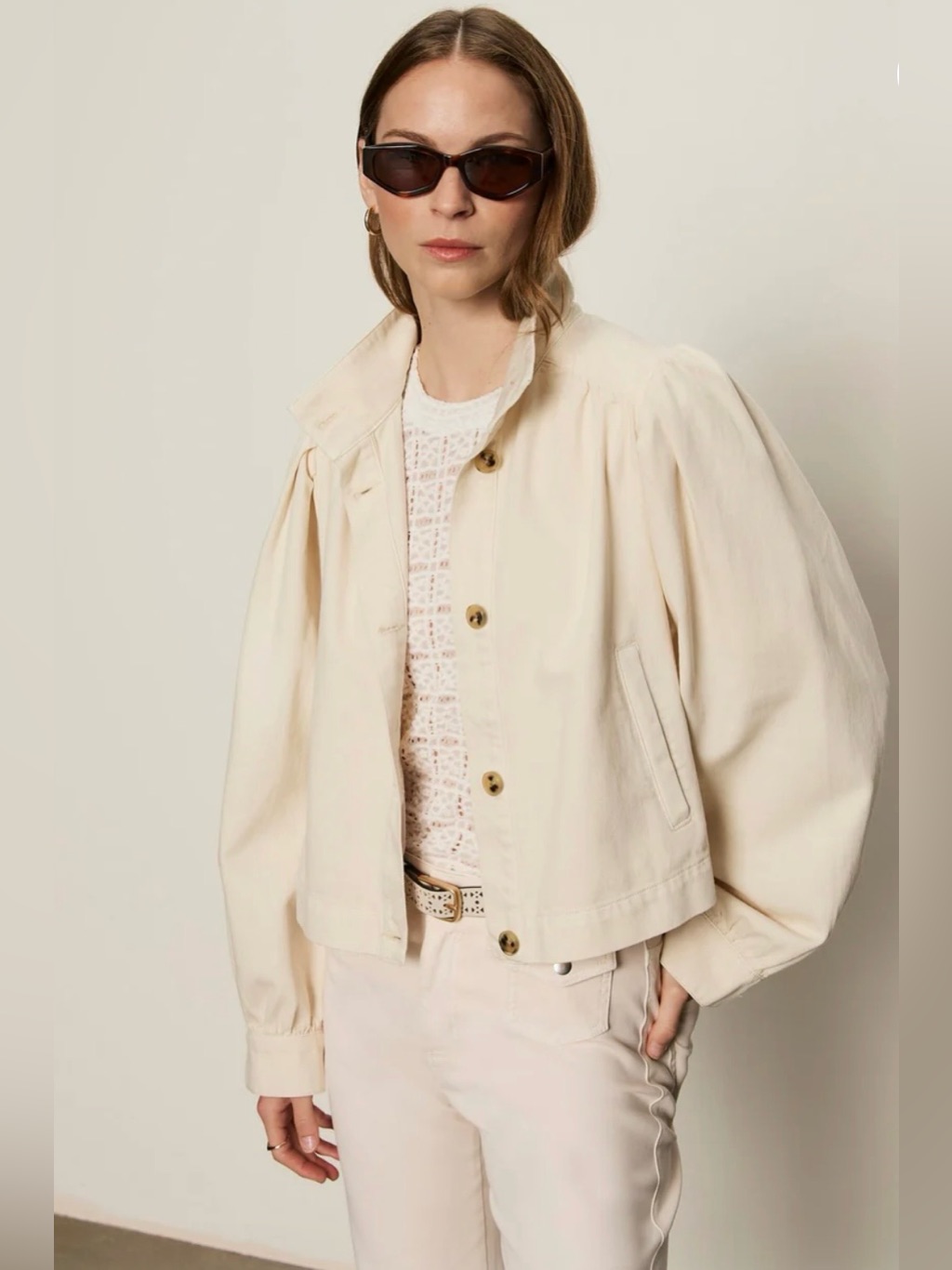 Sanctuary Women’s Charlotte Twill Jacket In Collagen (Cream) Size Small